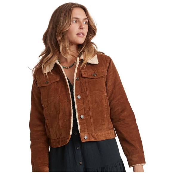 Marine Layer Sanders Cord Sherpa Jacket Corduroy in Monks Robe Brown Woman’s XS - Picture 4 of 16
